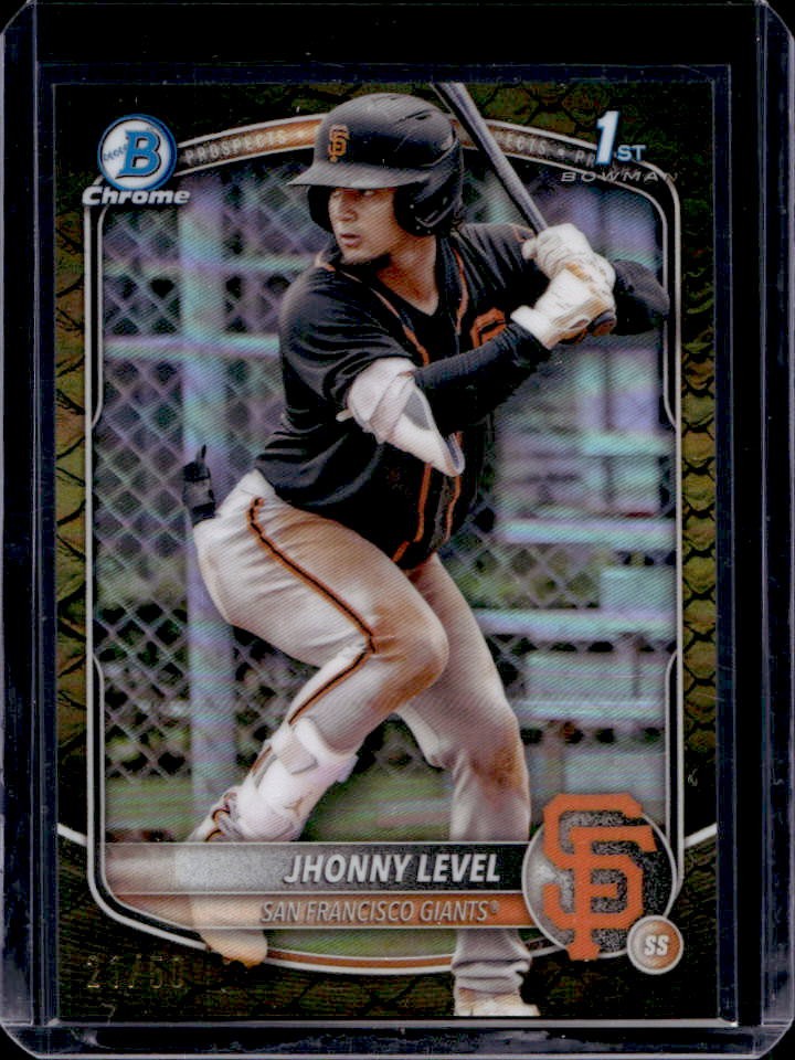 2025 Bowman Jhonny Level Chrome Reptilian Gold Refractor 1st #21/50