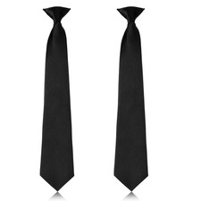 2 Pieces 22 Inch Men's Clip on Ties Solid Color Clip on Ties Pre Tied Neckties