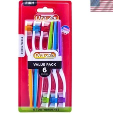 Vibrant 6-Piece Adult Toothbrush Set with Firm Bristles for Deep Clean