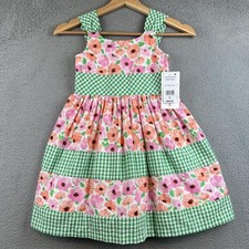 New Bonnie Jean Dress Girls 5 Floral Gingham Square Neck Party Sundress