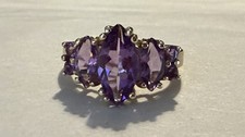 9K Gold Amethyst Cluster Ring – 1.946ct – Size K½ – UVF4070
