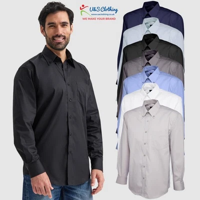 Uneek Men's Pinpoint Oxford Full Long Sleeve Shirt Formal Dress Office Work Wear - Image 1 of 4