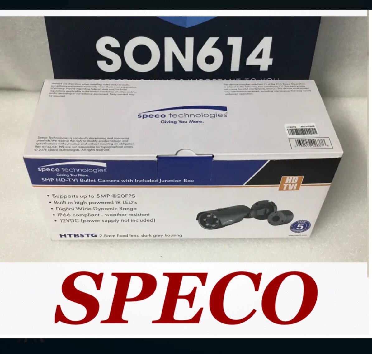 Speco HTB5TG 5MP HD-TVI Security CCTV Color Camera with 2.8mm Lens IR LEDs OSD WDR