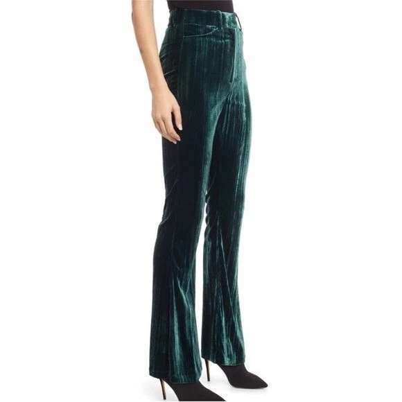 & ДРУГИЕ ИСТОРИИ Бархатные Брюки с Высокой Подъемностью Расклешенные в Лесу Зеленые Размер M - Изображение 2 из 4