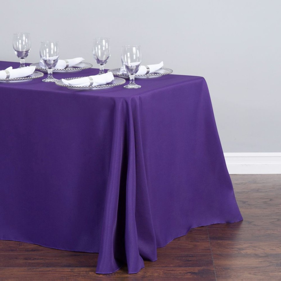 1/10 Pcs 90 x 132 in. Polyester Rectangular Tablecloth for 6 ft Table ...