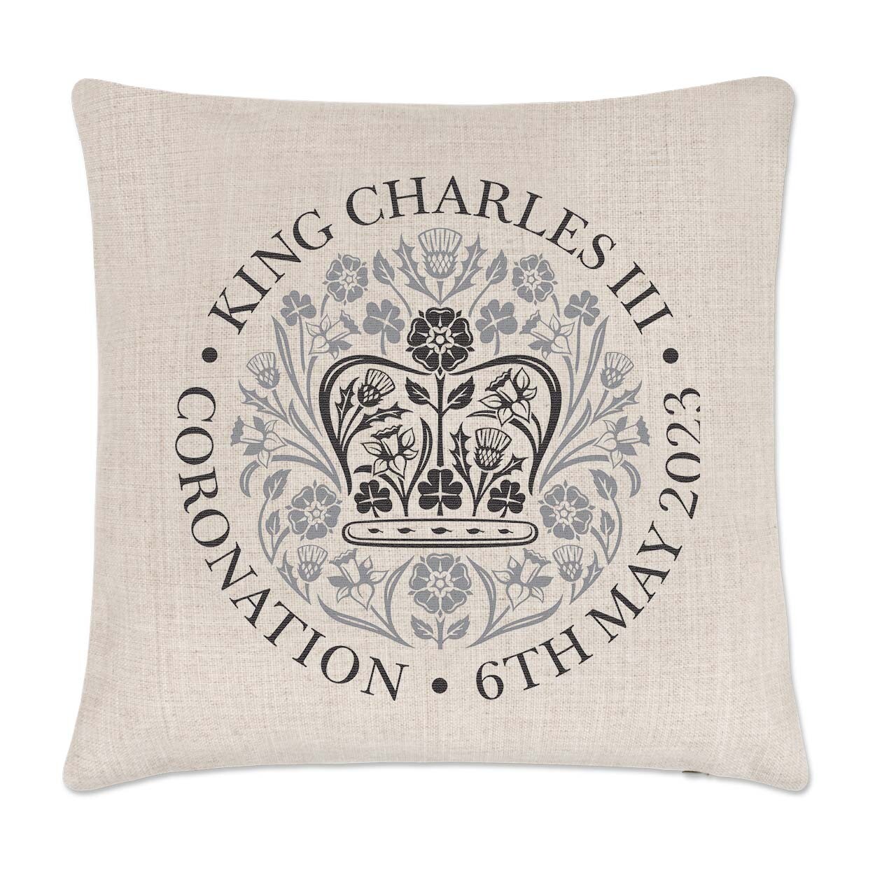 Coronation Emblem Black King Charles III Cushion Cover Kings Souvenir Gift