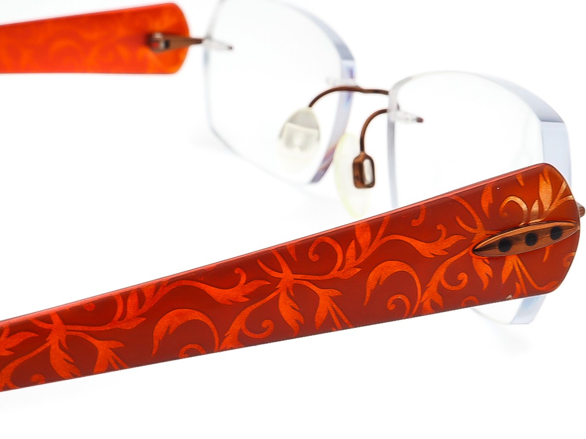 版画 onchanmant Charmant Eyeglasses CH 10927 OR Titanium Orange Rimless