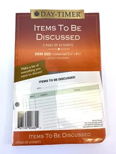Day-Timer Items to Be Discussed 2 Pads New Desk Size 90680 Make Lists 1989