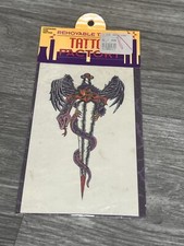 vintage 90's 1992 TATTOO FACTORY REMOVABLE TATTOO "SWORD BAT" NOS NIP 90's