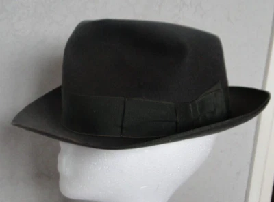 Chapeau feutre gris fonçé BORSALINO Alessandria marque de prestige vintage - Photo 1/4