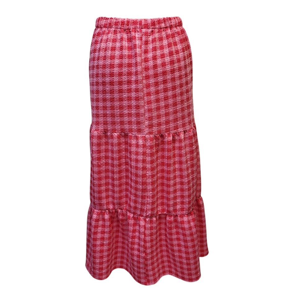 Vintage Oasis Y2K Skirt Pink Checked Long Women's UK Size S W26 - Image 3 of 4