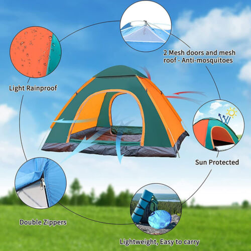 3-4 Man Automatic Pop Up Tent Camping Tent Waterproof Outdoor Hiking Travel Tent - Picture 2 of 24