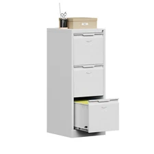Metal Vertical File Storage Cabinet,3 Drawer Filing Cabinet with Lock Rolling