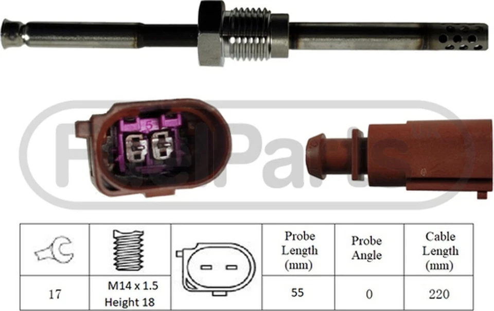 For Audi Q7 A6 A8 A7 3.0 TDi FuelParts Exhaust Gas Temperature Sensor EXT260PV - Image 2 of 2