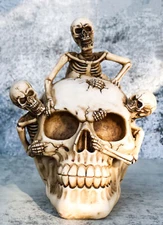 Grinning Jointed Cranium Skull With Triple Threat Skeletons Ossuary Figurine