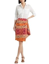 Lauren Ralph Lauren Women's Geometric Motif Cotton Linen Wrap Skirt - Size 14