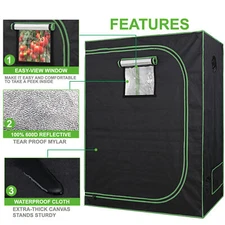 2x4 Grow Tent Hydroponic Mushroom 48"x24"x60" Grow Tent Kit w/Observation Window