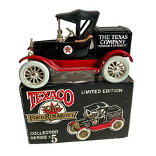 Vintage Ertl Texaco 1918 Ford Runabout Car Diecast Truck #5 Coin Bank w/ KEY!