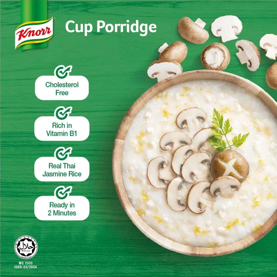 KNORR Taza Gachas Sabor Pollo y Champiñones (32g x 3) Comida Rápida y Merienda Foto 3 de 4