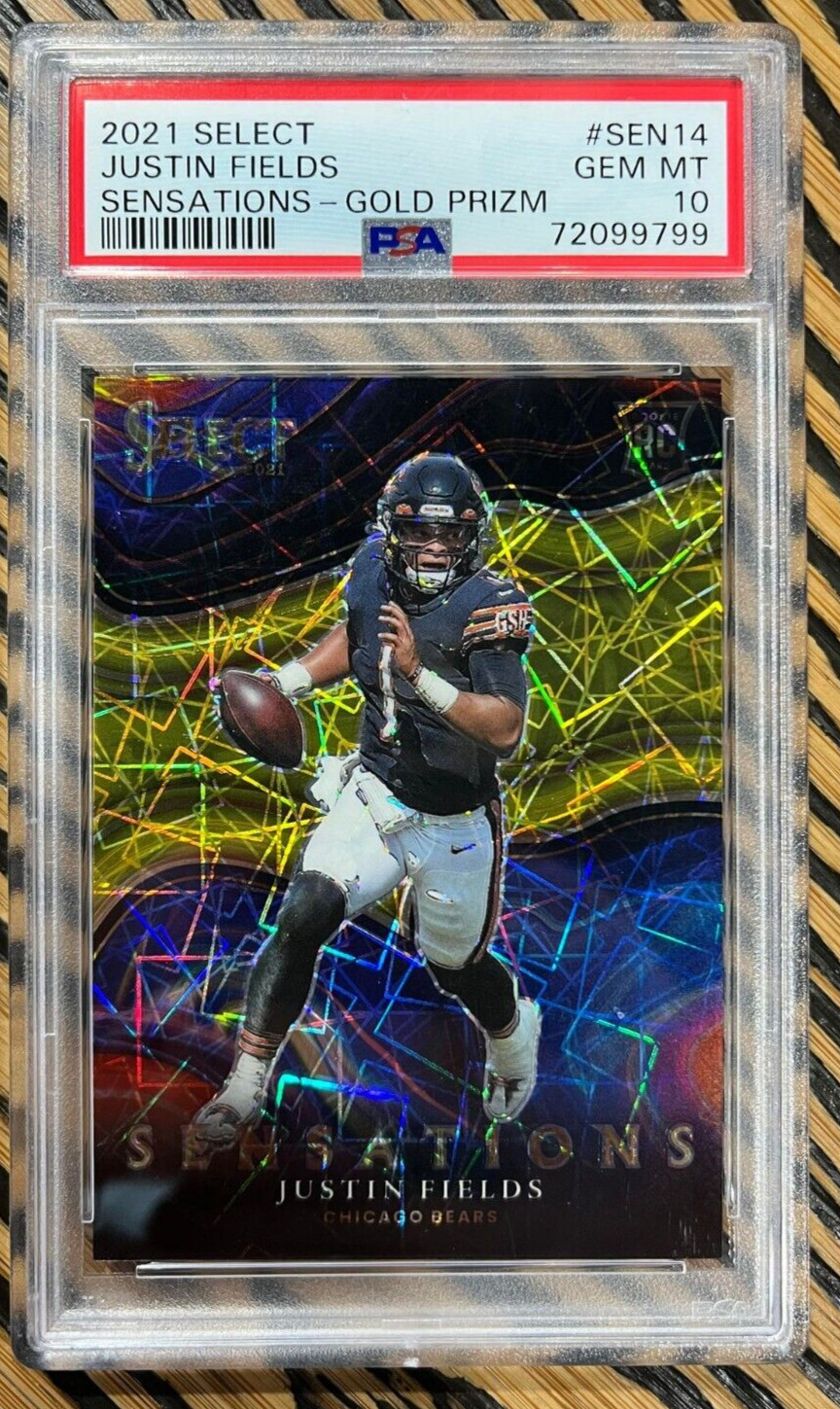 Justin Fields Panini Select Sensations #SEN14 Gold Prizm