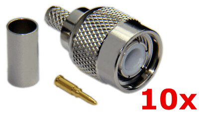 10 Pack TNC Male Plug Crimp-On Connector End RF WiFi Antenna RG58 LMR-195 Cable