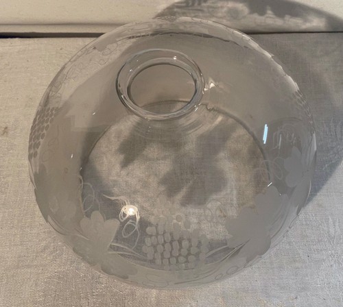 Antiker Lampenschirm Leuchte Glas graviert Trauben - Bild 2 von 6