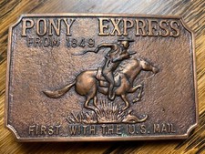 Vintage Pony Express Belt Buckle Made In Hong Kong