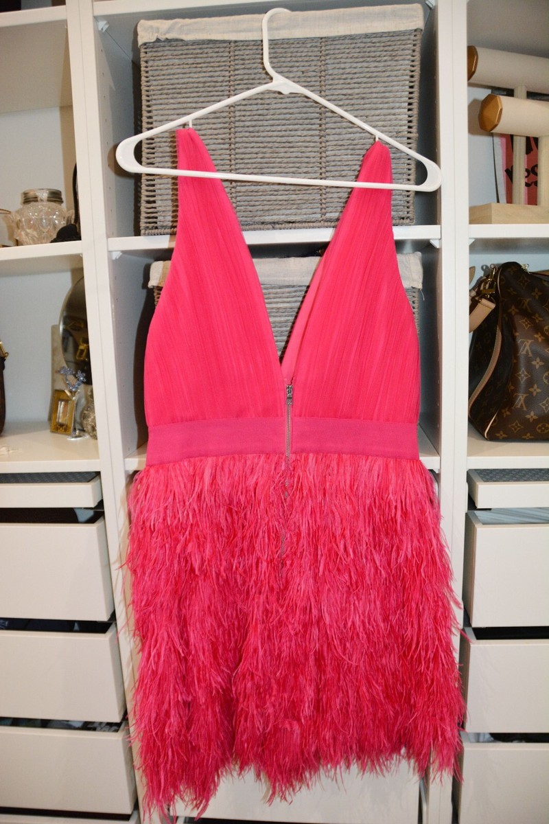 alice and olivia pink feather dress Alice + Olivia Tegan Feather Party Dress, Pink, Women's, 10