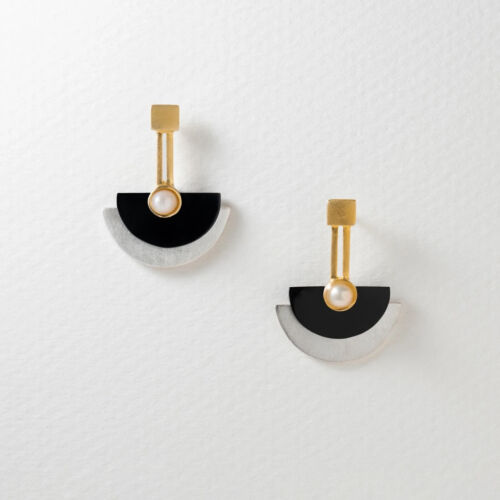 Boucles d'oreilles art déco Paula Bolton argent 925 symbole bijoux NEUF - Photo 1/2