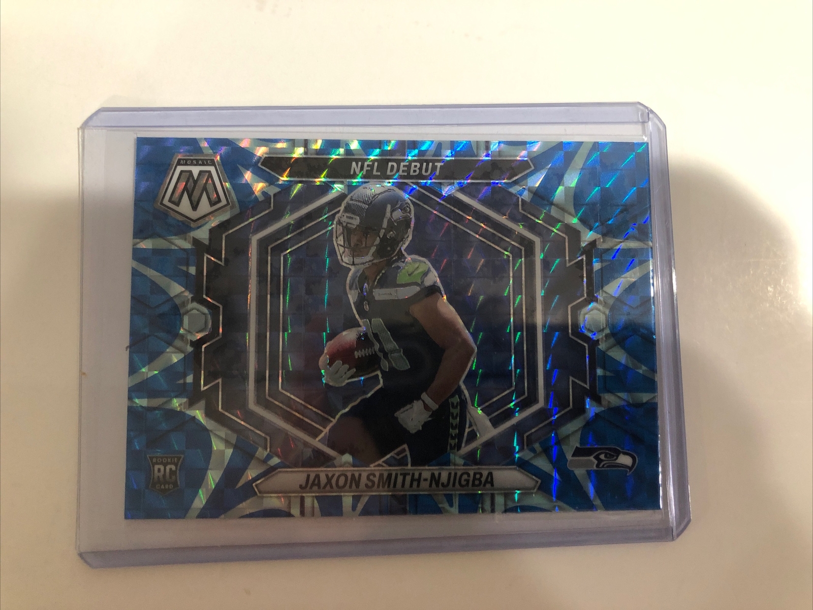Jaxon Smith-Njigba 2023 Panini Mosaic NFL Debut Rookie Blue Prizm Reactive RC