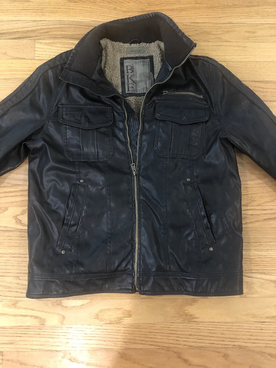 bke athletic fit leather jacket