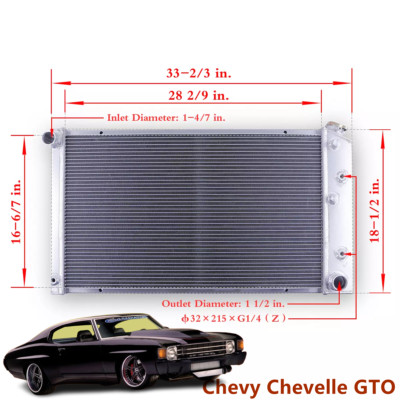 For 68-72 Chevelle GTO Olds Cutlass 7.4L 454 3 Row Radiator Cooling ...
