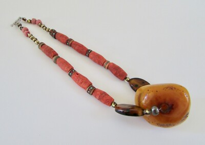 African Berber Chunky Butterscotch Amber Coral Statement