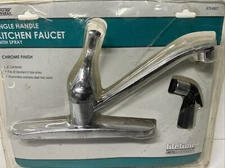 Single Handle Kitchen Faucet With Sprayer, Chrome Finish,Plumb Works 673-6807
