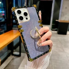 For Xiaomi OPPO VIVO Bling Glitter Wave Case +Ring Holder Shockproof Phone Cover