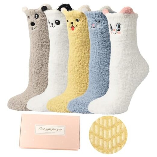 Fuzzy Slippr Socks for Women Non Silp Socsk with Grippers Warm No Shedding-c