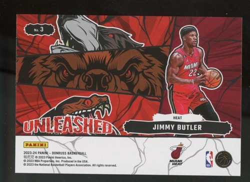 2023-24 Panini Donruss Jimmy Butler Unleashed PURPLE Press Proof #3 Heat - Picture 2 of 2
