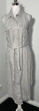 Target Australia Light Grey Linen Sleeveless Button Up Shirt Size Dress 6