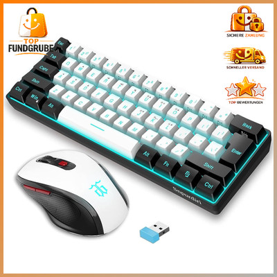 Tastatur Maus Set Kabellos 60% Mini Ergonomisches Design Wireless Gaming Combo