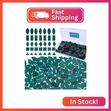 LITMIND Transparent Teal Stained Glass Mosaic Tiles - 240 Pieces in 5 Shapes Re