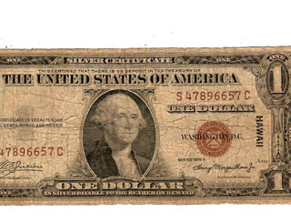 $1"HAWAII" (WORLD WAR 2 NOTE) 1935 A (BROWN SEAL) "HAWAII CURRENCY" RARE!!