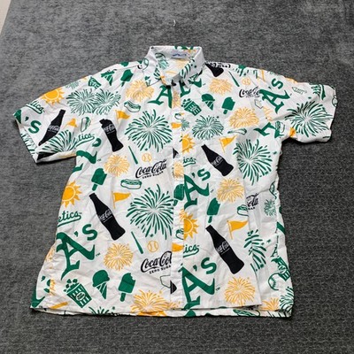 Bwm Global Oakland Athletics Hawaiian Shirt Mens XL White Coca-Cola Zero Sugar