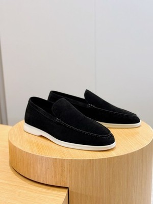 Loro Piana Men s Suede Loafers Black | EU Size 42