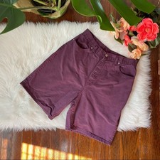 Purple High Waisted Shorts 90s Vintage Mom Style Eggplant