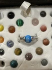 Vtg 925 Sterling Silver Interchangeable Ring w/22 Multicolor Gemstones Sz 7 NOS
