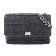 Chanel 2.55 Wool Shoulder Bag Women Grey One Size