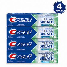 Crest Clean Breath Fluoride Toothpaste Spearmint Anti-Cavity 4 Pack Exp: 08/28