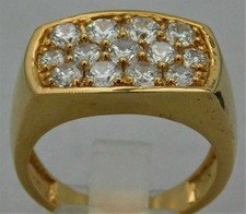 Men's Engagement Ring 2Ct Lab Created Diamond Cluster 14K Yellow Gold Plated