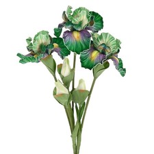 3-Pack Artificial Iris Flowers with Flower Bud 17.7 Inch for Home Green