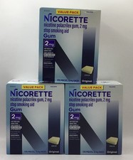 3 Nicorette 2mg Stop Smoking Nicotine Gum Original 170x3 510Ct Exp 3/27